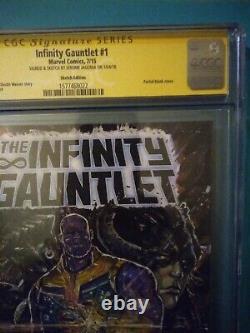 Infinity Gauntlet #1 2015 Cgc 9.0 Série De Signatures Signées Et Croquis Jerome