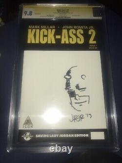 Kick-ass 2 #7 Cgc 9.8 Série De Signatures Signées Et Esquissés Par John Romita Jr