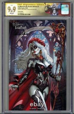 La Muerta/Lady Death Inferno n° 1 CGC 9.9 SS signé par Mike Krome et Pulido, pas 9.8, Pop 1