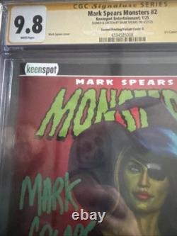 Mark Spears Monstres #2. Cgc Ss 9.8. Croquis signé exclusif. Sorcière. Limité à 250.