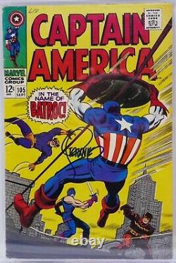 Marvel Comics 1968 Captain America #105 Cgc Signature Series 5.0 Très Bon / Fin
