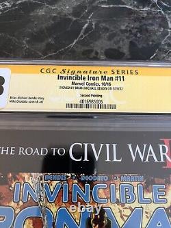 Marvel Invincible Iron Man 11 2nd Print Variante Cgc 9.8 Série Signature Riri