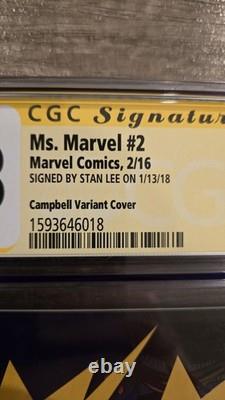 Ms. Marvel 002'92 Édition Variante de la bande dessinée signée par Stan Lee, série de signatures CGC
