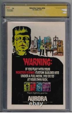 RARE Detective Comics #416 CGC 7,5 Signature Series signé par Neal Adams (1971)