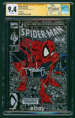 Spider-man #1 Silver Edition (1990) Cgc Ss 9.4 White Todd Mcfarlane Signé Auto