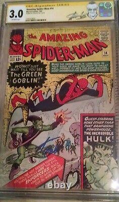 Stan Lee A Signé Amazing Spider-man #14 Cgc 3.0 Signature Série 1er Green Goblin
