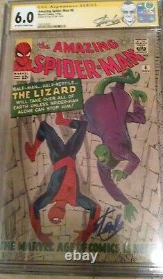 Stan Lee Main Signée Amazing Spider-man #6 Cgc 6.0 Signature Série 1er Lizard