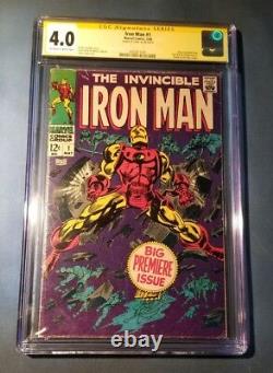 Stan Lee Signé Autographed Iron Man #1 Comic Book Cgc 4.0 Signature Series