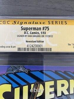 Superman 75 Cgc 9.6 Série De Signature Nouvelles Signée Dan Jurgens Nouveau Étiquette Cgc