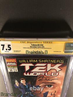 Tek World #24 William Shatner Tom Devalco Cgc 7.5 Série De Signatures Livraison Gratuite
