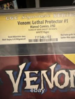 Venom Lethal Protector #1 Série de signatures CGC 9.8 Signé Mark Bagley