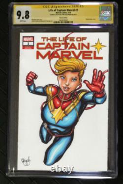 Vente de la couverture de croquis originale de Captain Marvel 9.8 de la série de signatures CGC