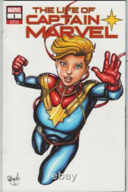 Vente de la couverture de croquis originale de Captain Marvel 9.8 de la série de signatures CGC
