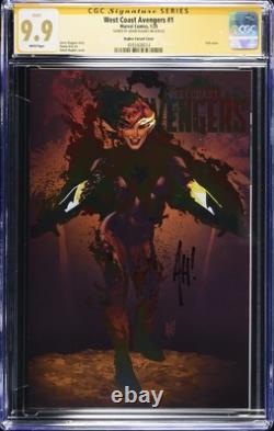 West Coast Avengers #1 CGC 9.9 variante en feuille d'Adam Hughes série signée pas 9.8