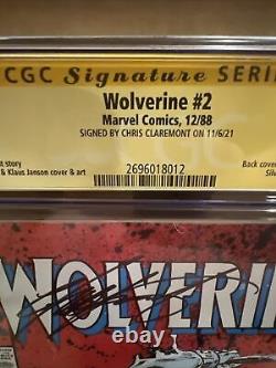 Wolverine #2 (1988) SIGNÉ par CHRIS CLAREMONT CGC SS 9.6 Série de signatures X-men