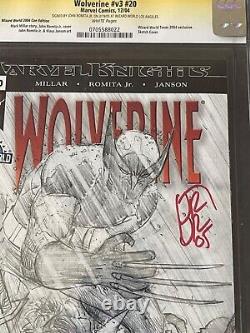 Wolverine C. 2 #20 Cgc 9.8 Signature Série Wizard World Croquis John Romita Jr
