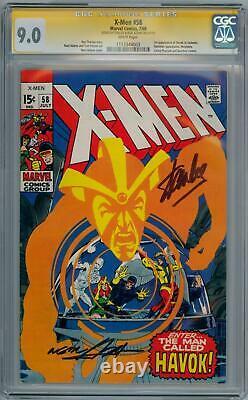 X-men #58 Cgc 9.0 Wp Signature Series Signed X2 Stan Lee 1st App Havok Marvel