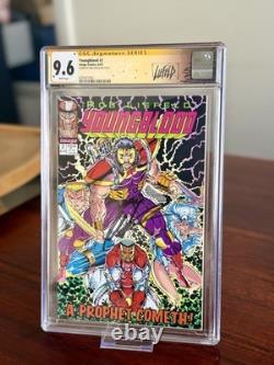 Youngblood #2 logo rose signé CGC 9,6 Signature Series étiquette personnalisée Liefeld