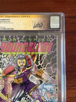 Youngblood #2 logo rose signé CGC 9,6 Signature Series étiquette personnalisée Liefeld