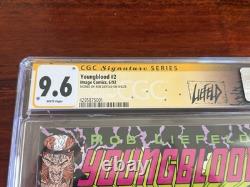 Youngblood #2 logo rose signé CGC 9,6 Signature Series étiquette personnalisée Liefeld