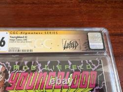 Youngblood #2 logo rose signé CGC 9,6 Signature Series étiquette personnalisée Liefeld
